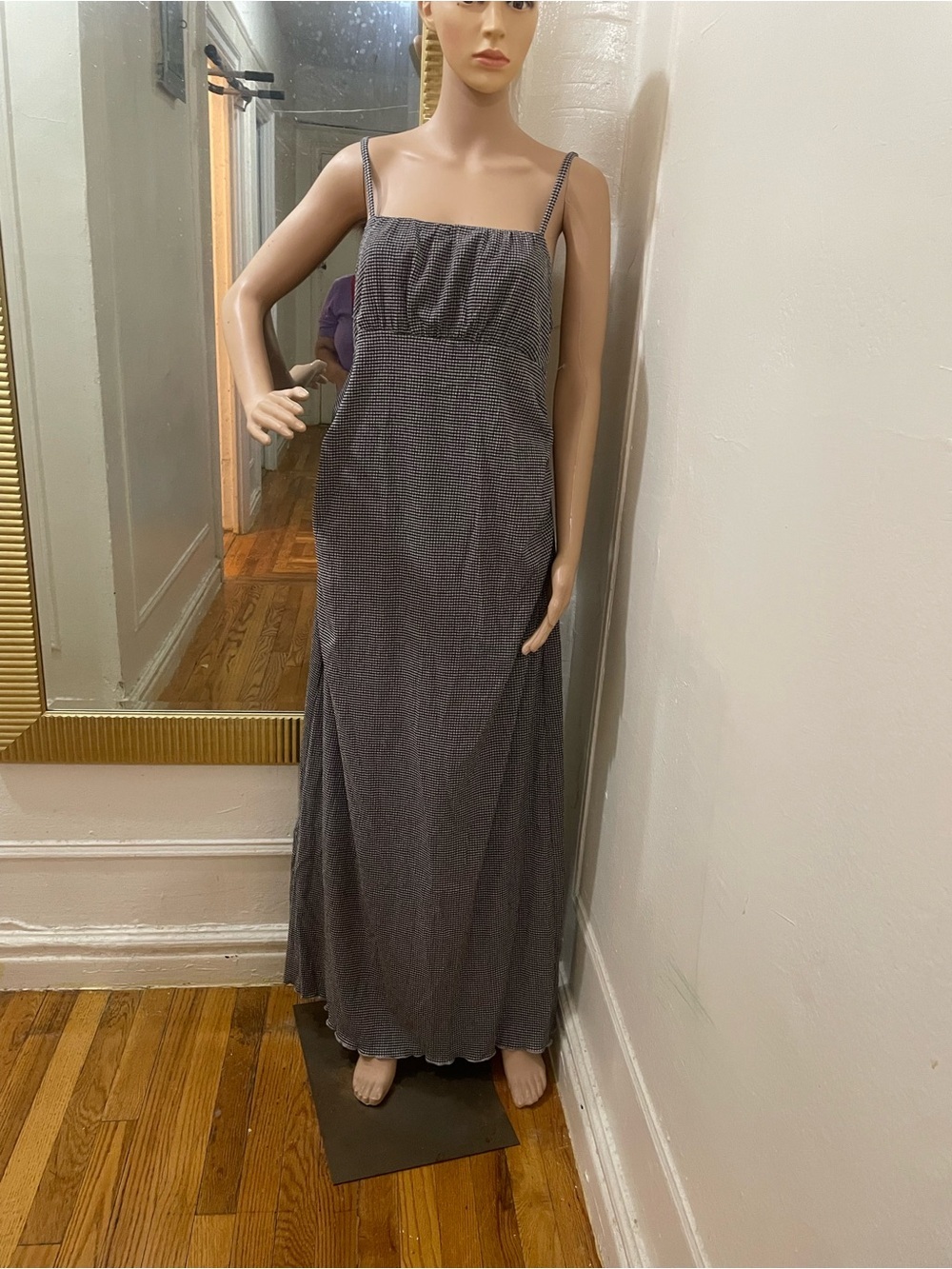 wild fable Black Gingham Spaghetti-Strap Maxi Dress